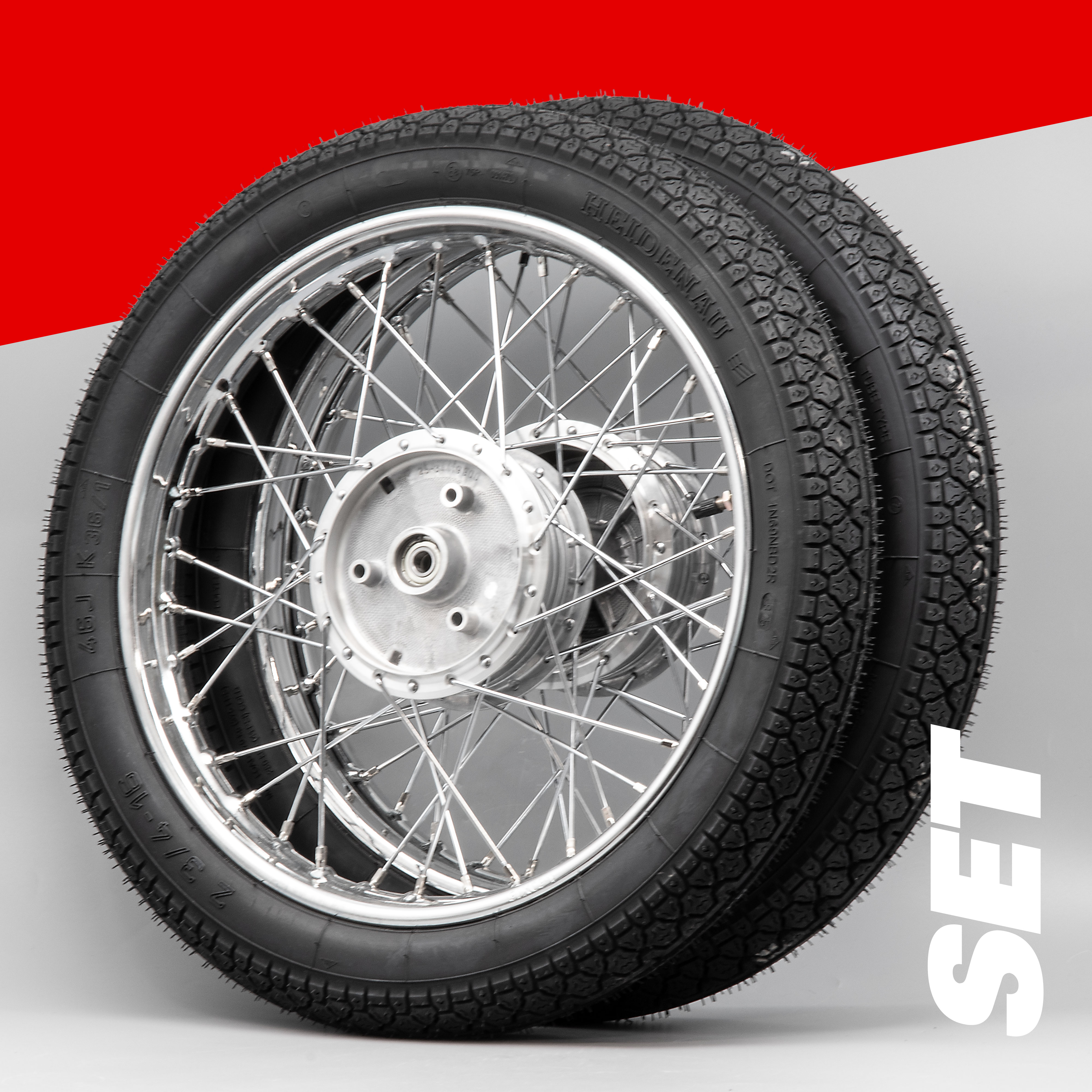 Komplettrad SET Stahl chrom 1,6 x 16 Heidenau K36/1