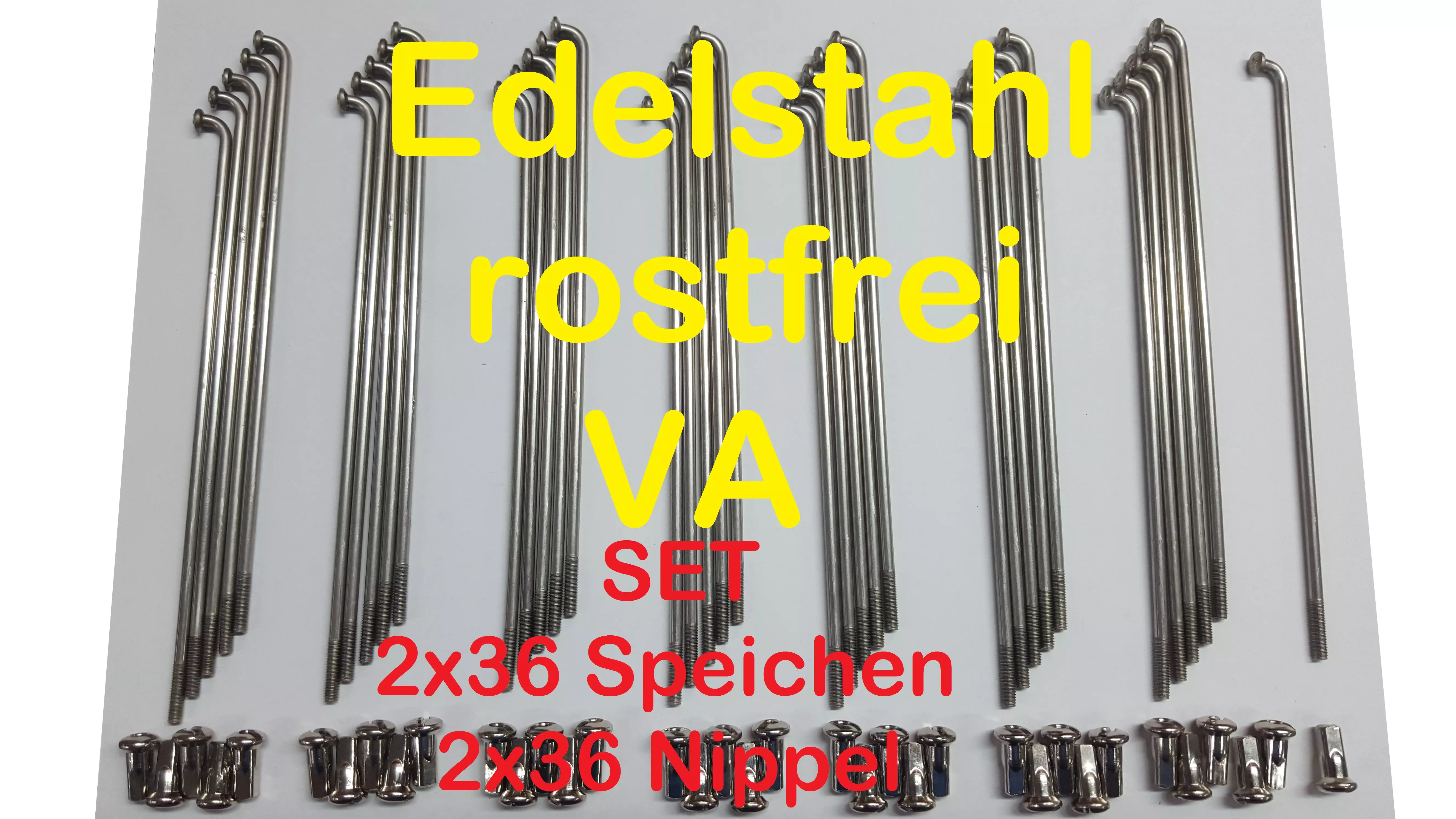 SET Speichensatz m. Nippel 143,5 mm 2x36 Stück Edelstahl S51