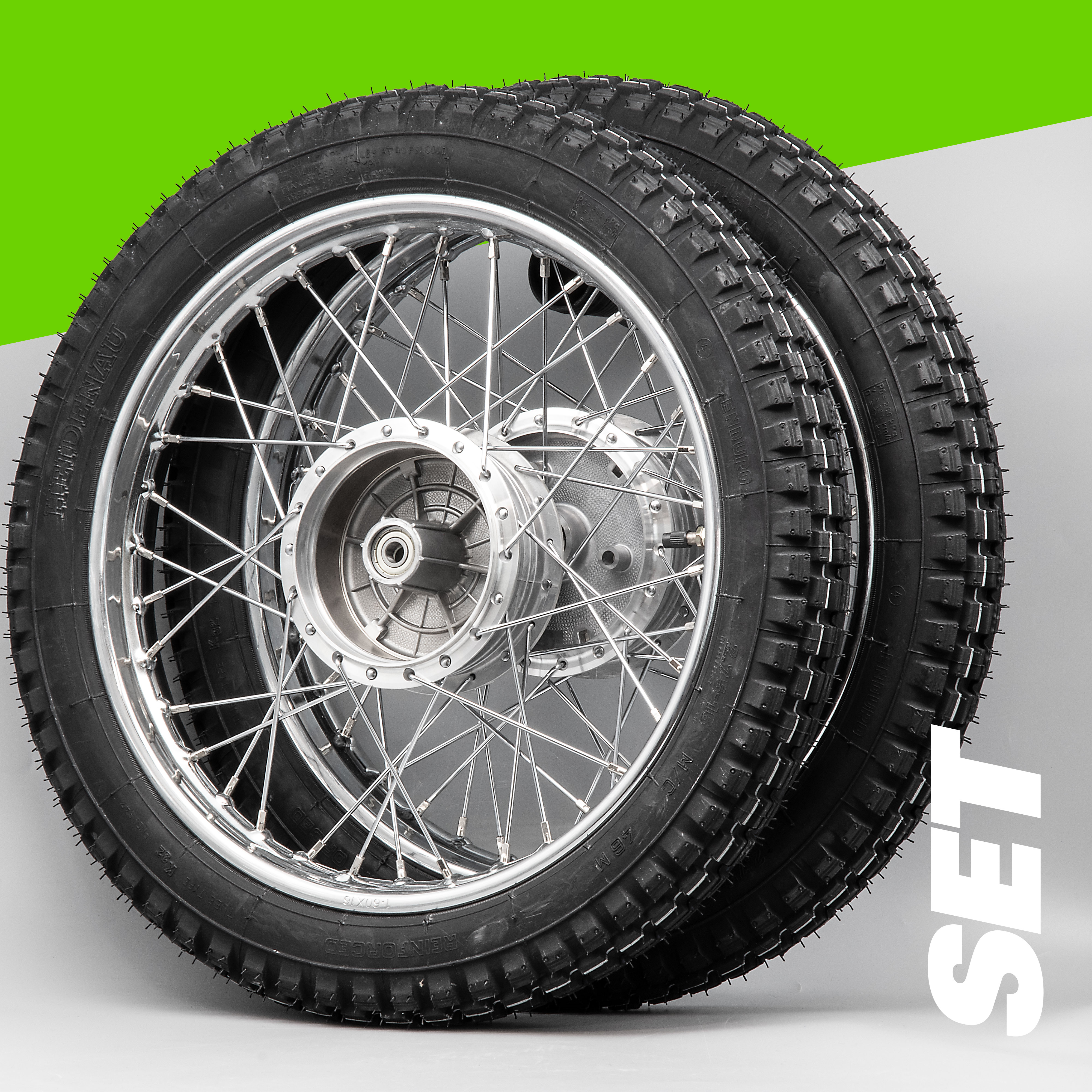 Komplettrad SET Stahl chrom 1,6 x 16 Heidenau K32