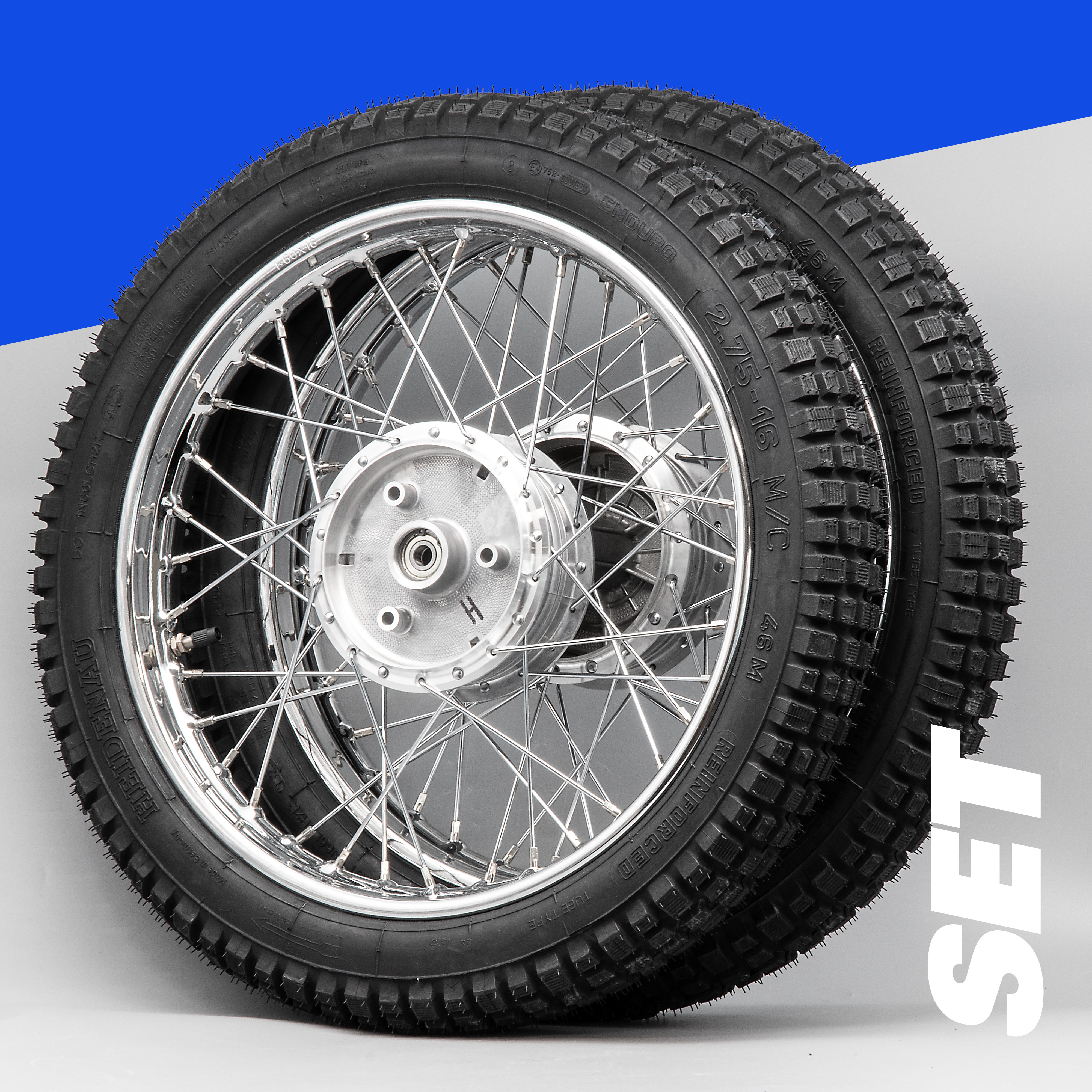 Komplettrad SET Stahl chrom 1,6 x 16 Heidenau K46