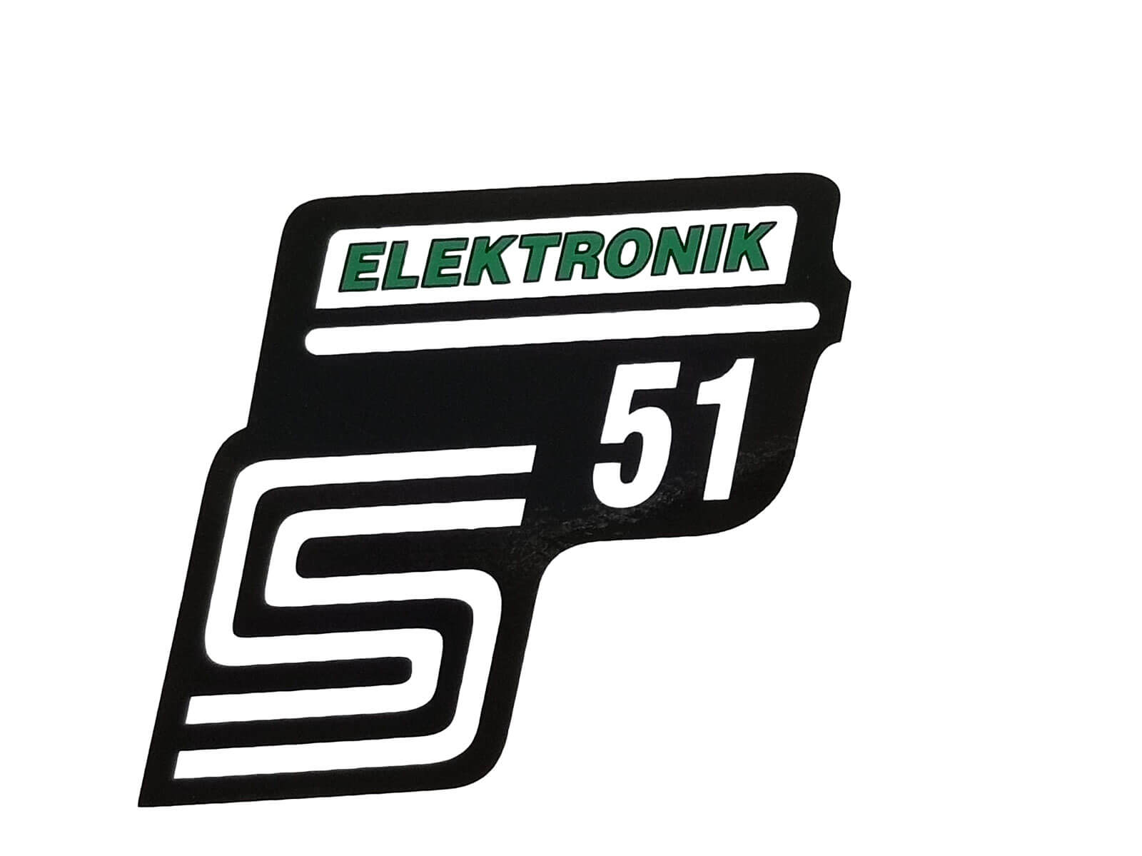 Aufkleber Schriftzug Seitendeckel grün S51 Elektronik