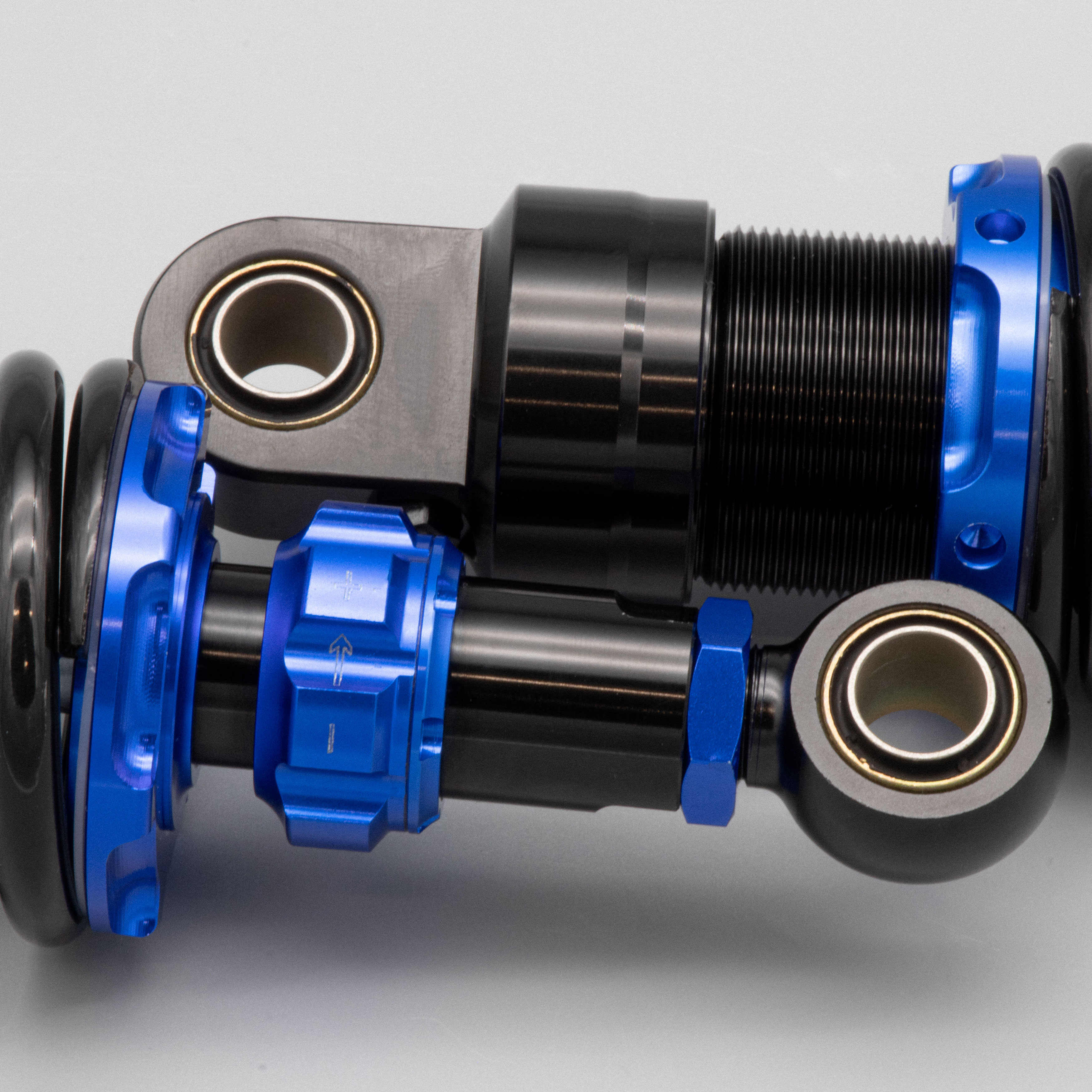 SET Stoßdämpfer Federbein Gasdruck 385mm einstellbar blau