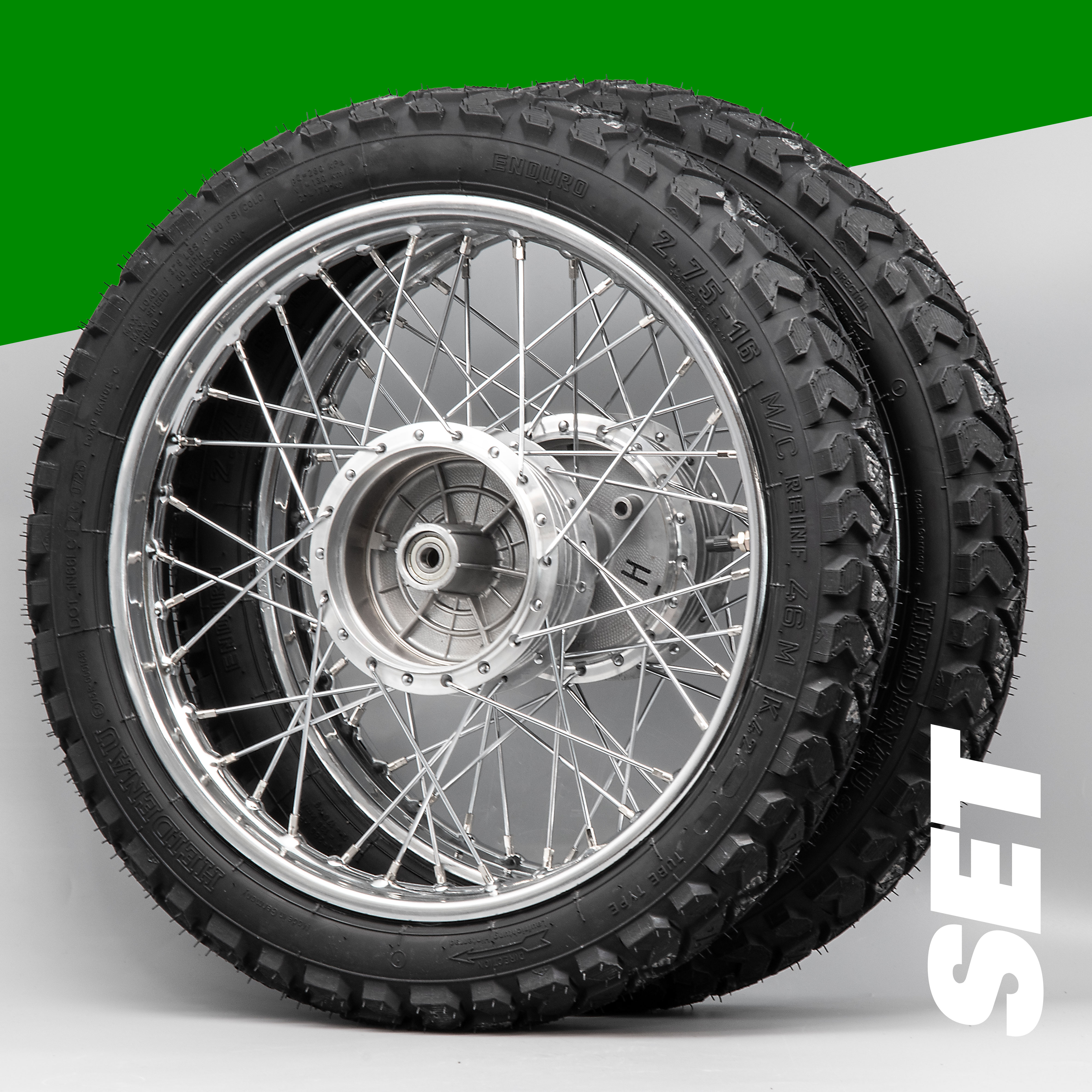 Komplettrad SET 1,6 x 16 Zoll Chrom/Chrom Heidenau K42 M+S Winterreifen