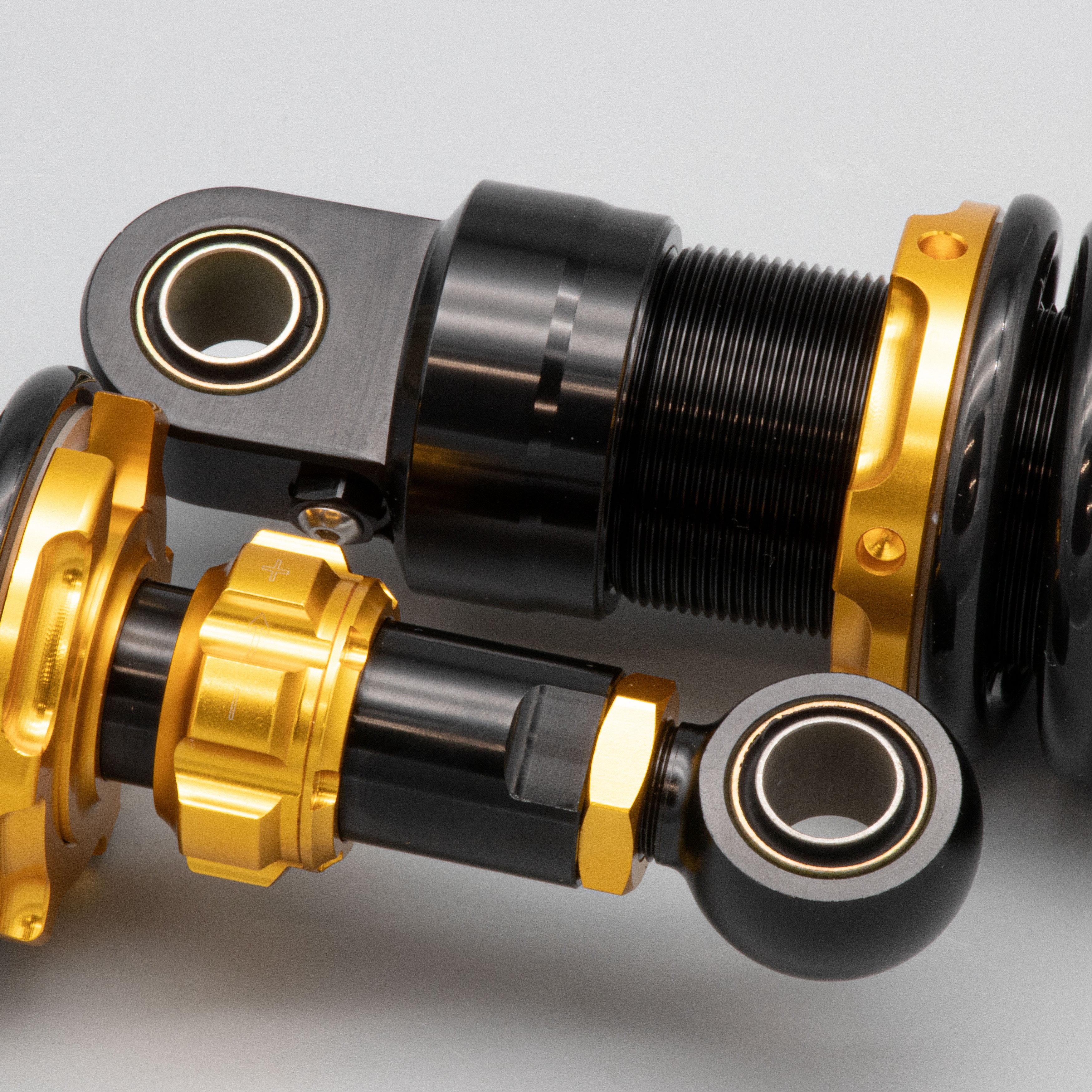 SET Stoßdämpfer Federbein Gasdruck 385mm einstellbar gold