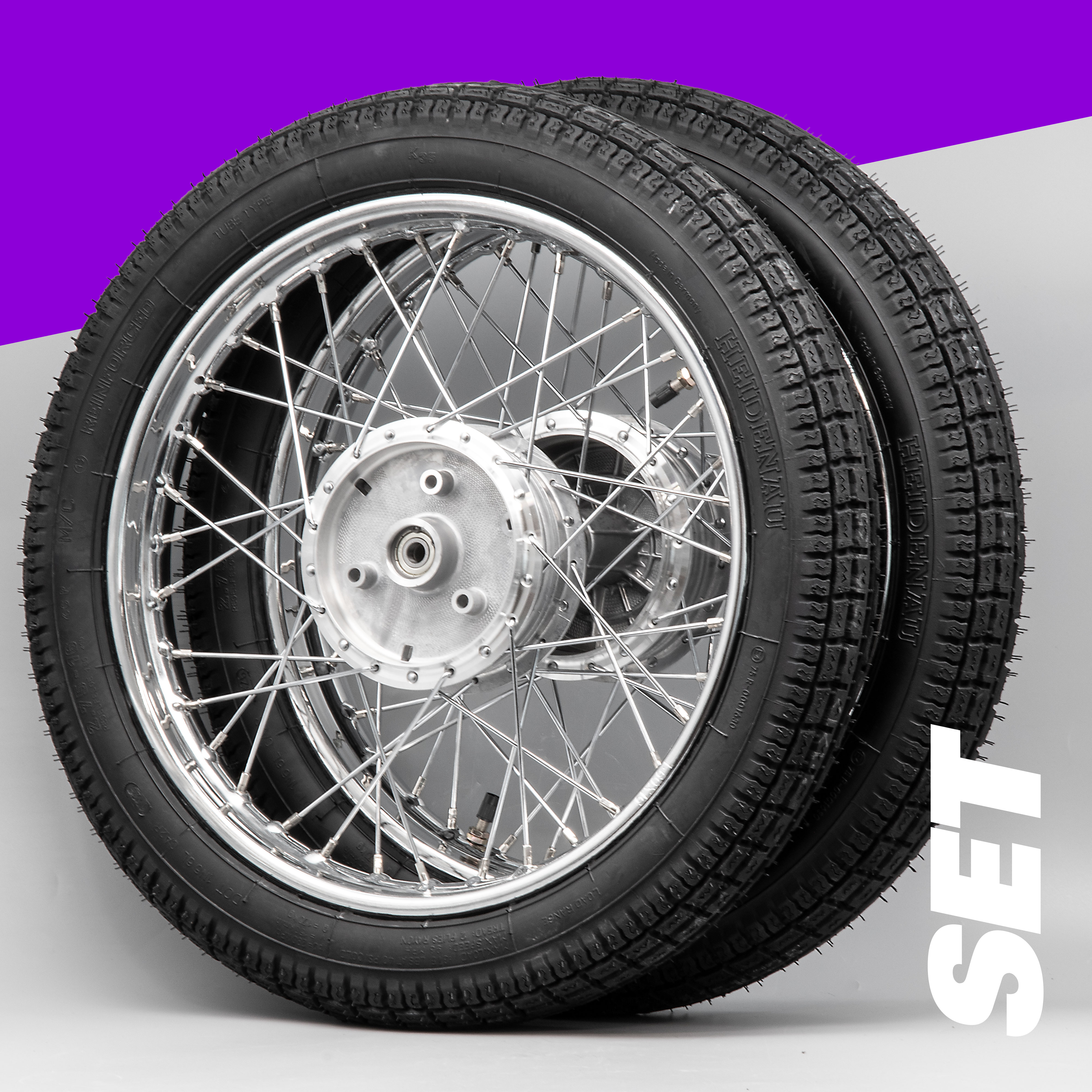 Komplettrad SET Stahl chrom 1,6x16 Heidenau K35