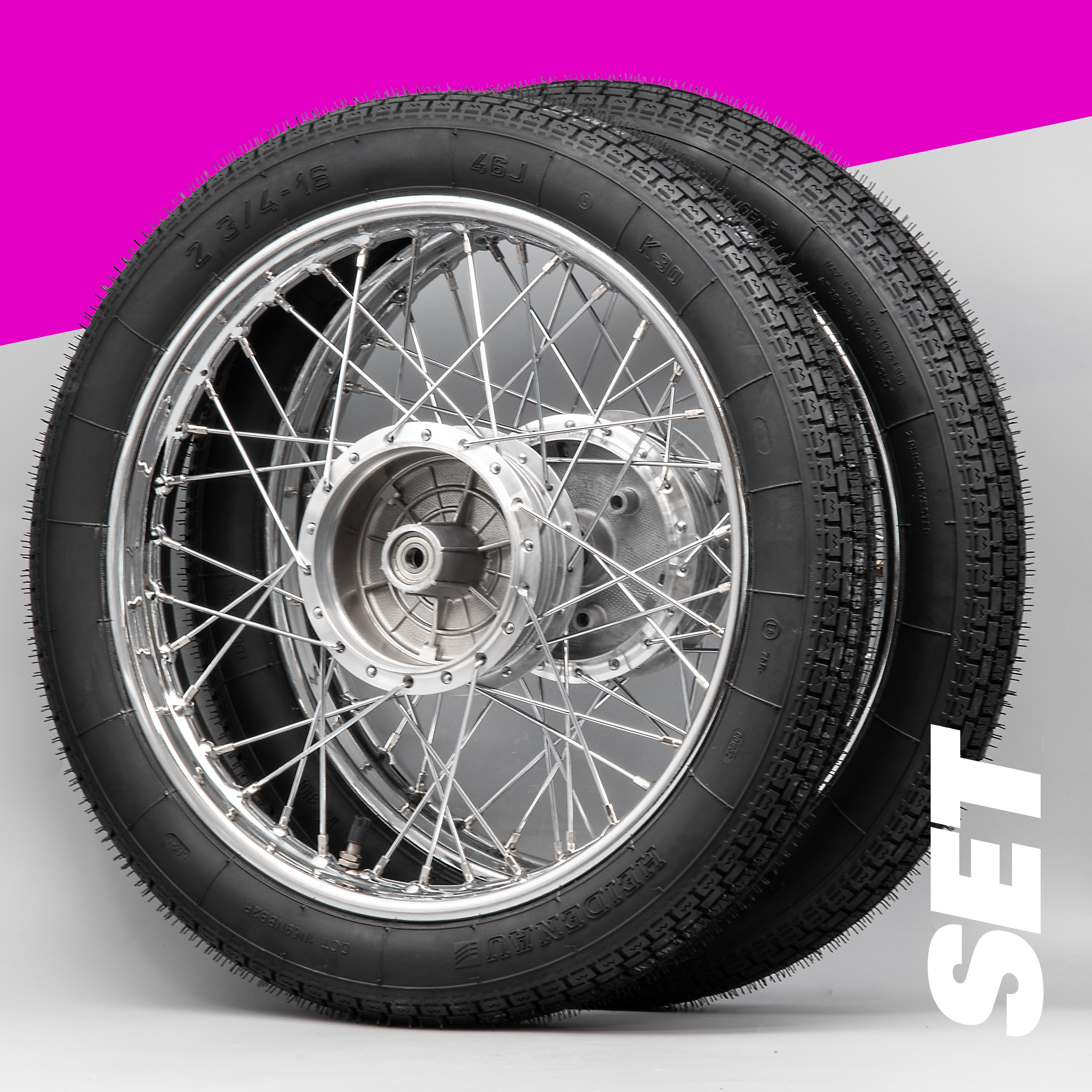 Komplettrad SET Stahl chrom 1,6 x 16 Heidenau K30