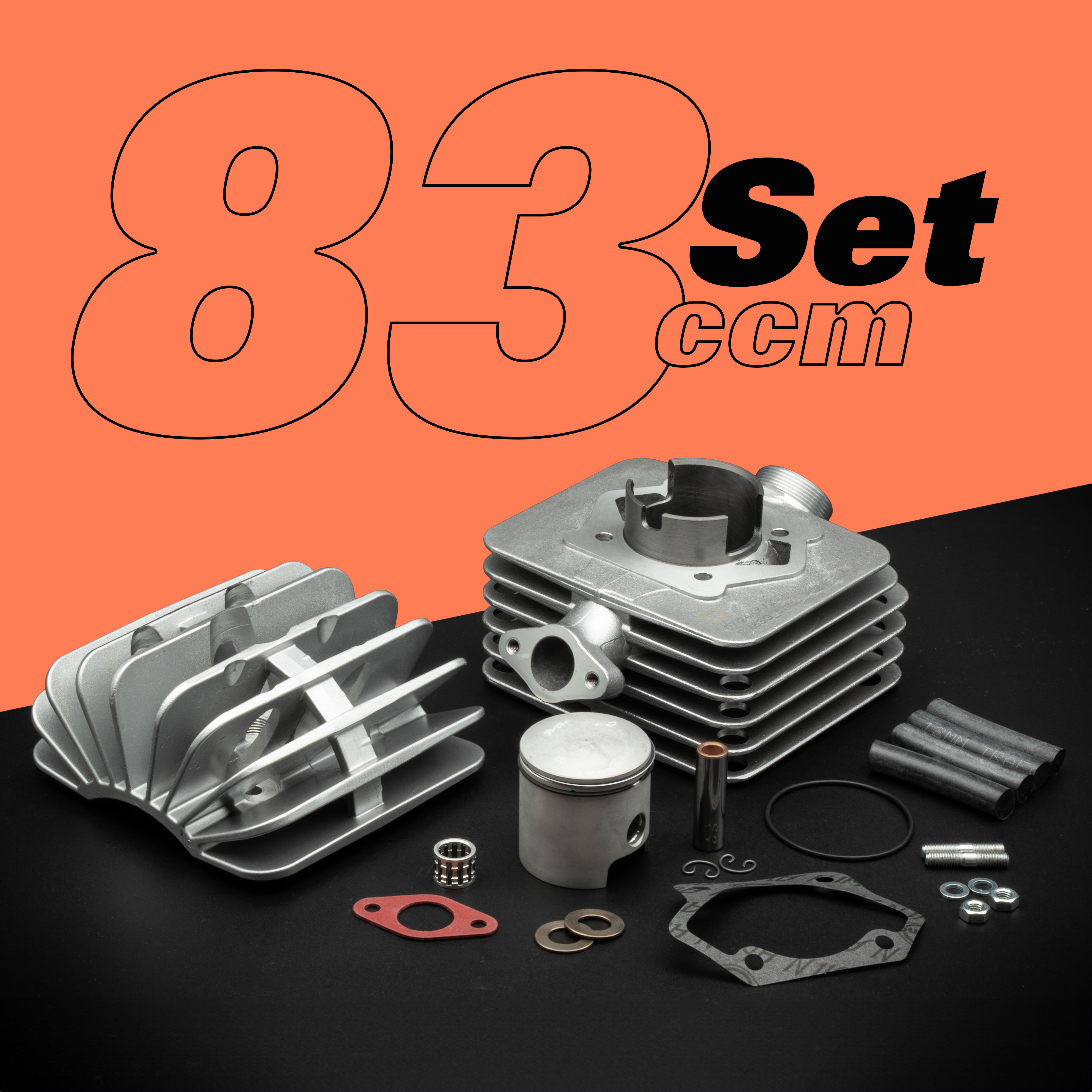 SET Zylinder Basic m. Fächerkopf klein inkl. Kolben SM83G ø 49,00 / 83ccm 