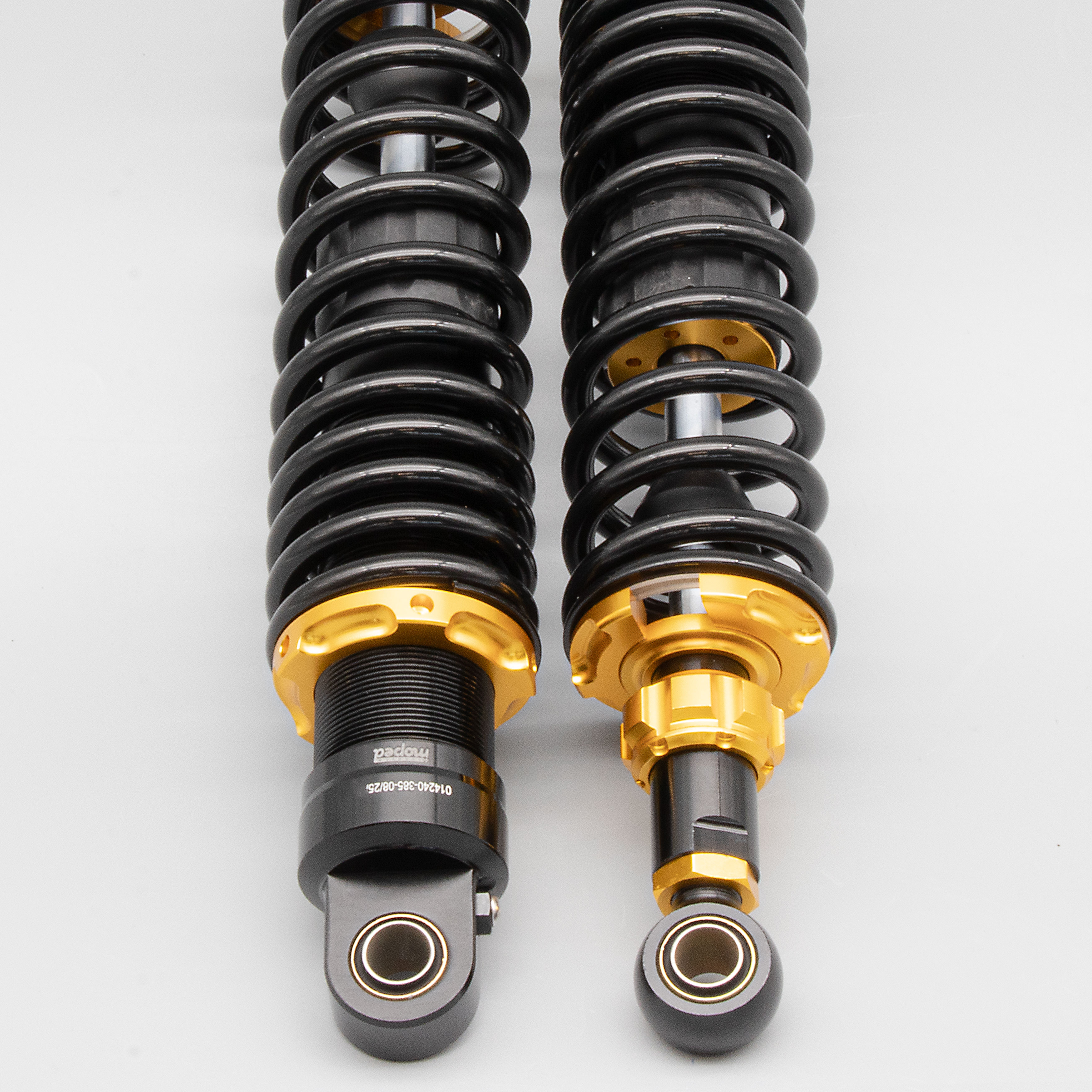 SET Stoßdämpfer Federbein Gasdruck 385mm einstellbar gold