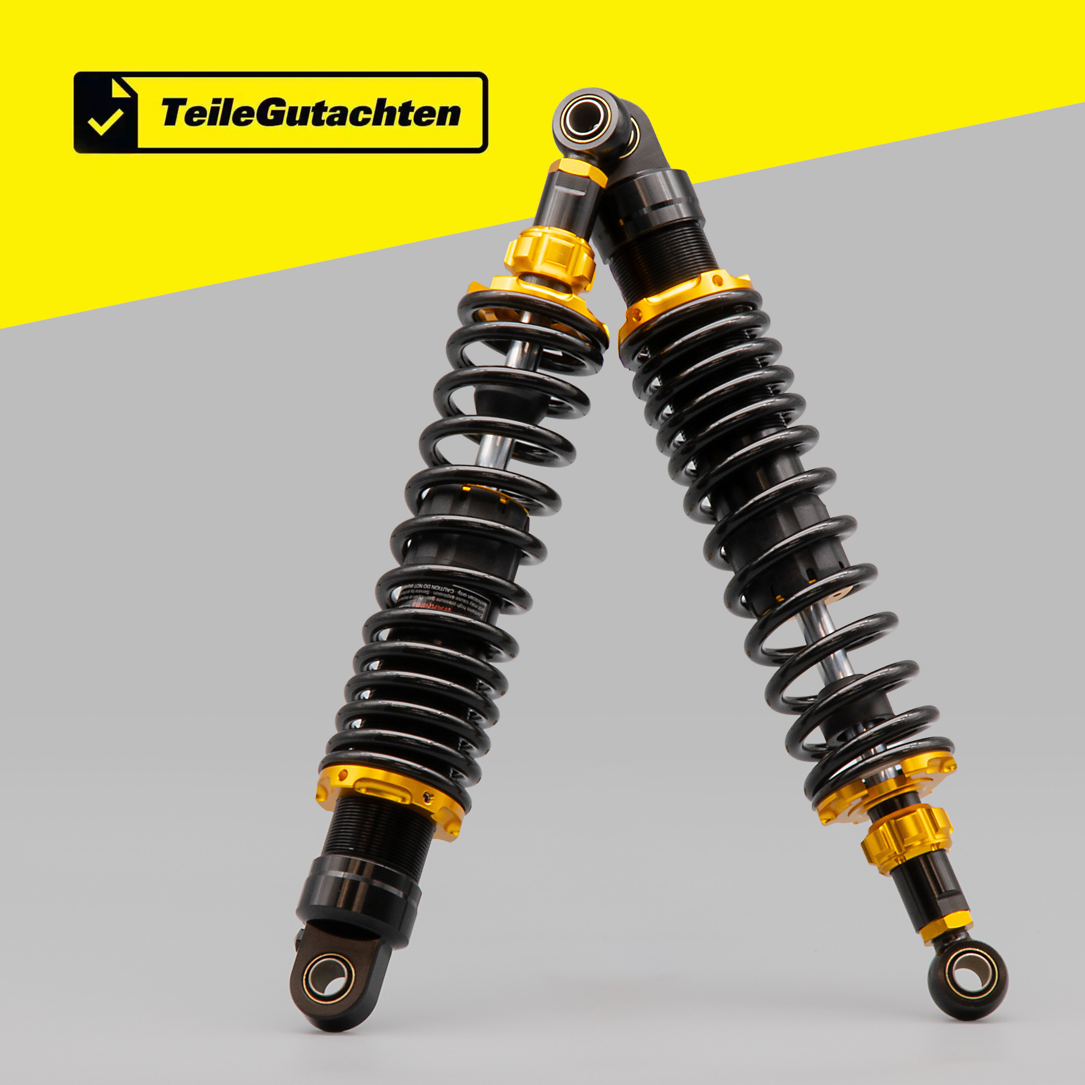 SET Stoßdämpfer Federbein Gasdruck 385mm einstellbar gold