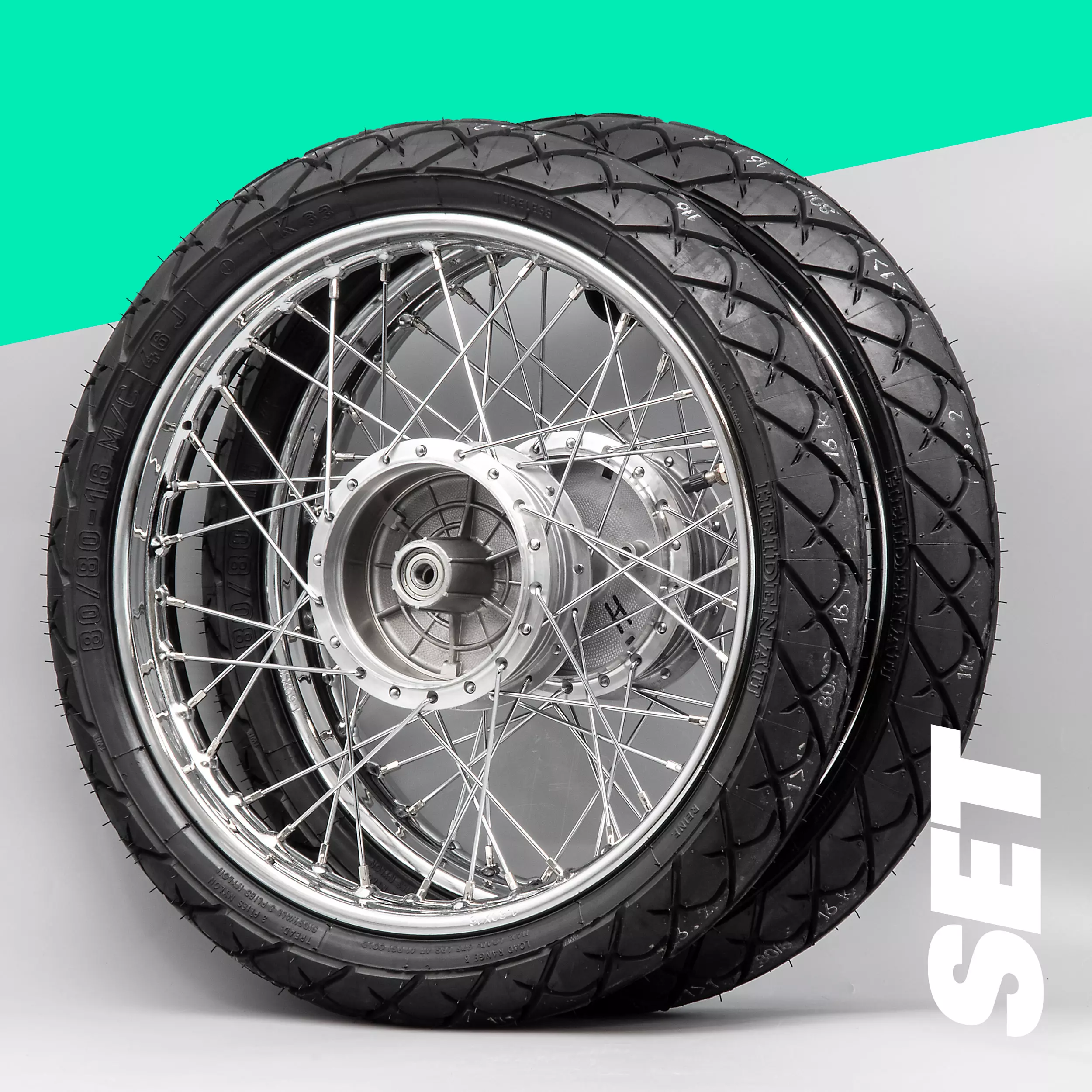 Komplettrad SET Stahl chrom 1,6 x 16 Heidenau K63 80/80